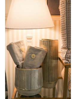 Vaso righe bianco e oro